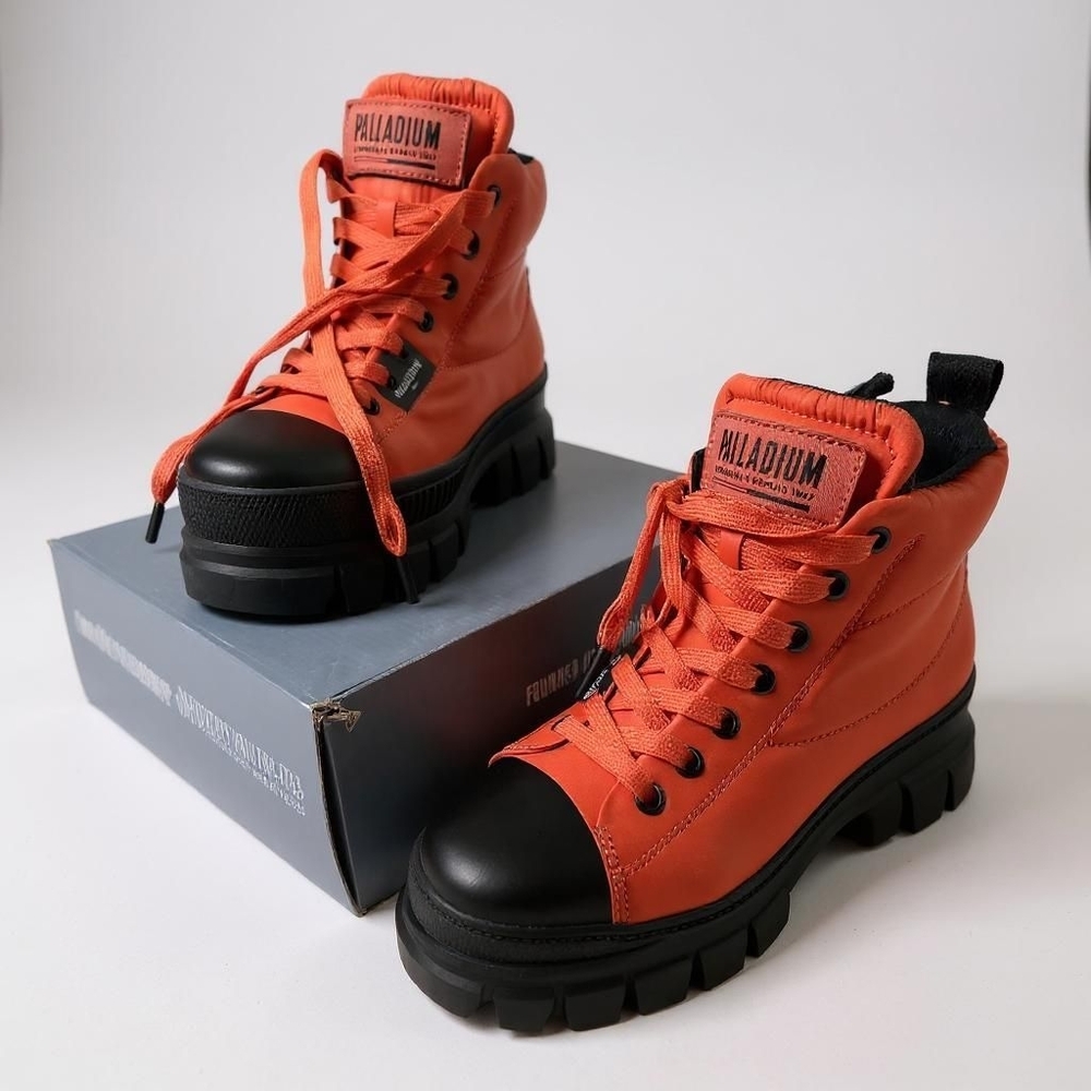 Palladium Vibrant Orange and Black Boots